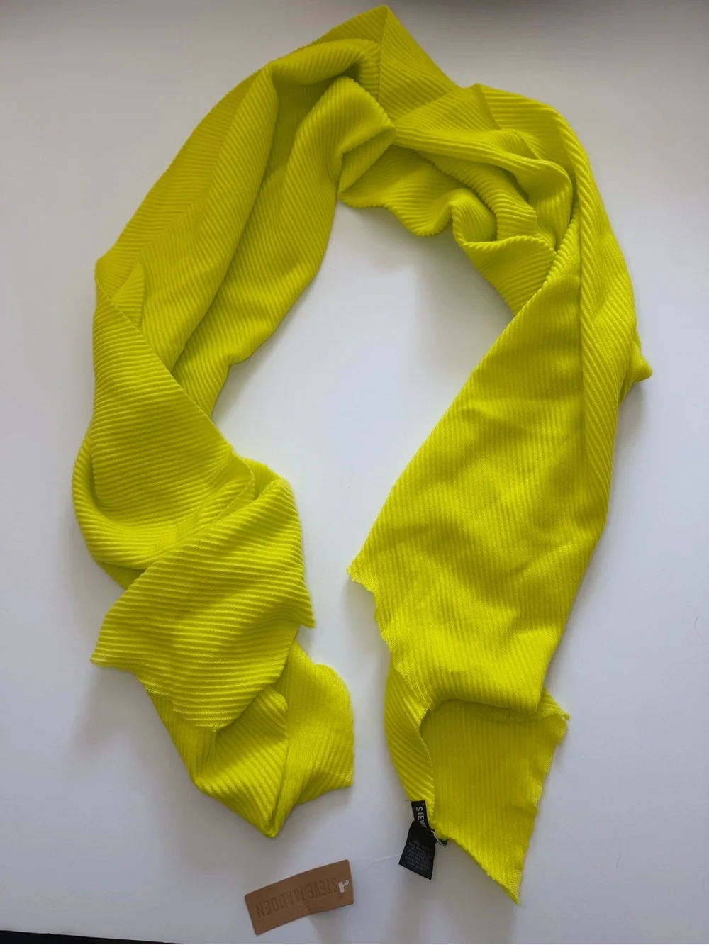 Steve Madden Bright Yellow Ribbed Scarf